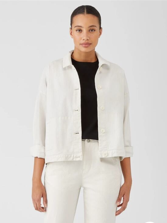 Eileen Fisher Jackets & Blazers - Eileen Fisher Undyed Organic Cotton Denim Jacket White Size Large